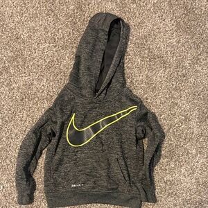 Nike Charcoal Hoodie with Neon Yellow Swoosh